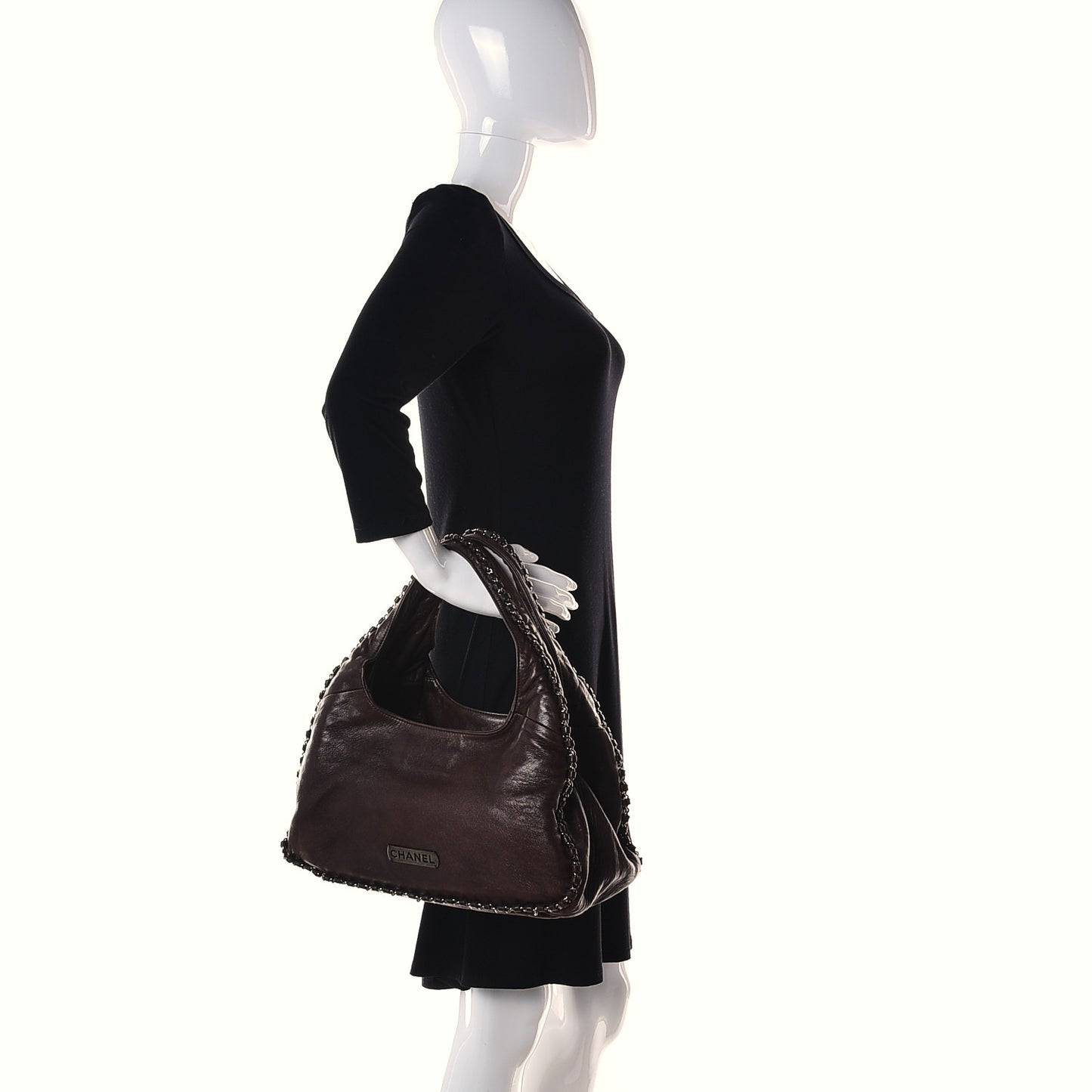 Lambskin Chain Hobo Brown