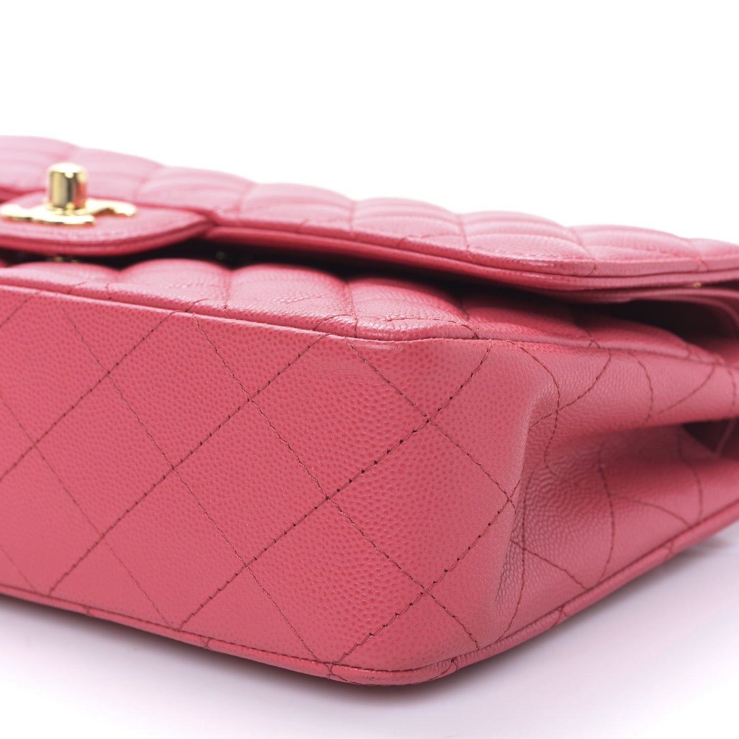 Caviar Quilted Medium Double Flap Dark Pink