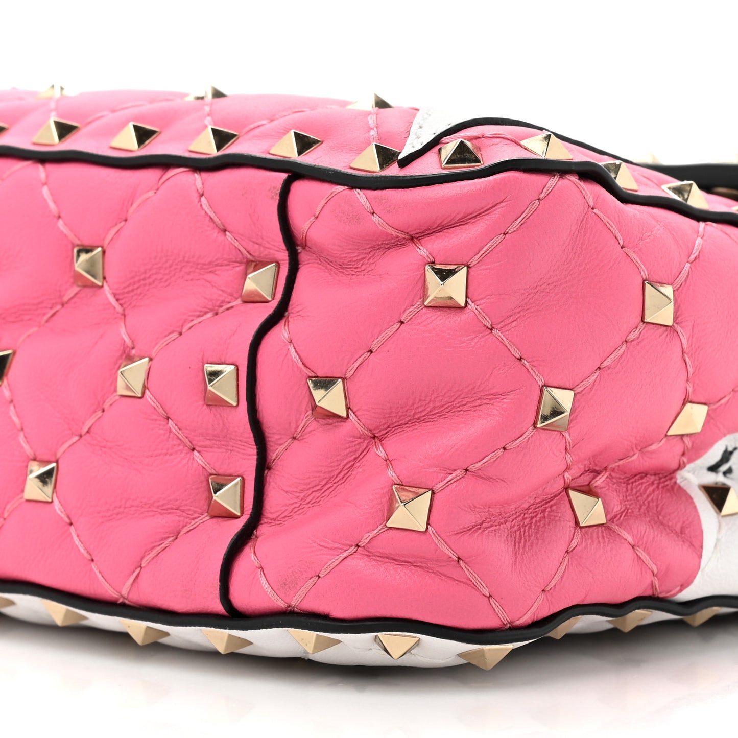 Lambskin Medium Star Rockstud Spike Shoulder Bag White Pink