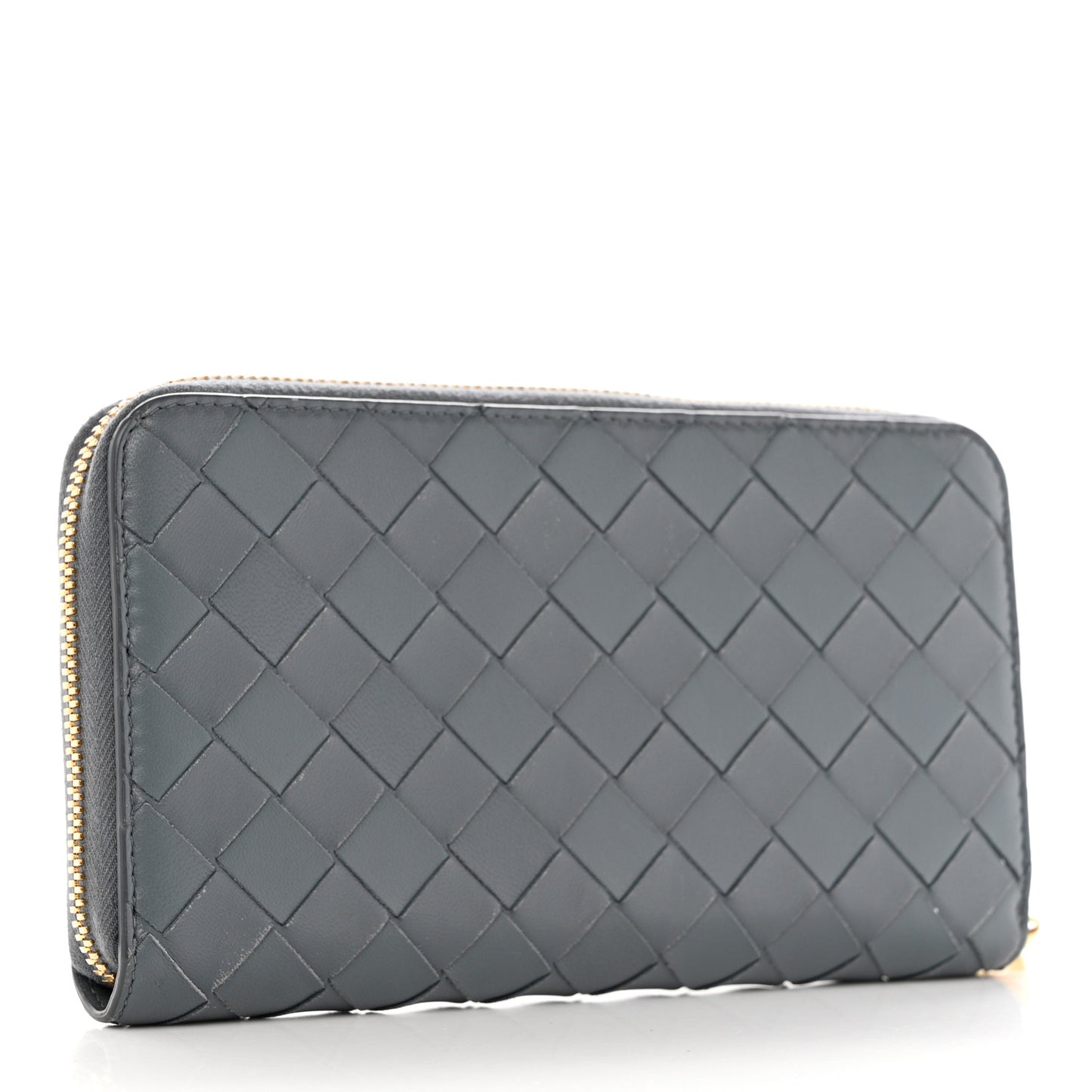 Nappa Intrecciato Zip Around Wallet Concrete