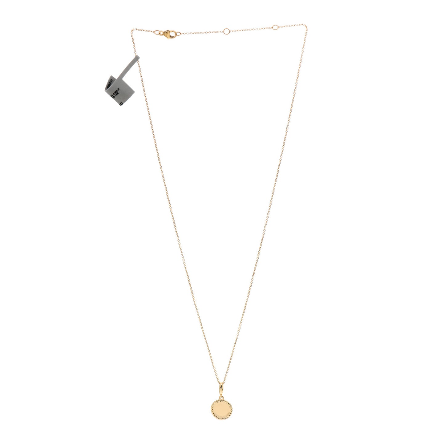 18K Yellow Gold Small Engravable Circle Charm Necklace
