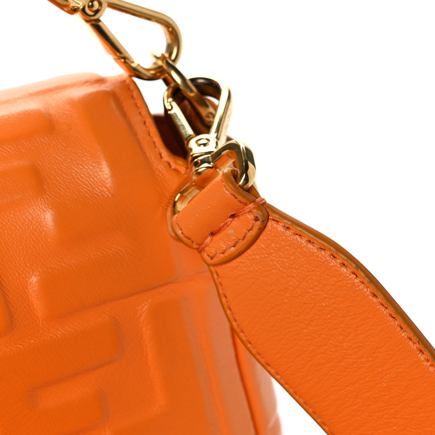 Nappa FF 1974 Embossed Baguette Clementine