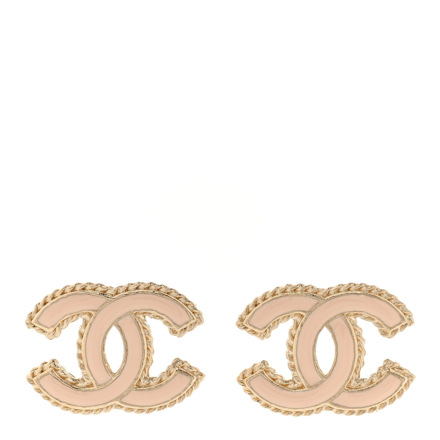 Metal Resin Rope CC Earrings Gold Light Pink