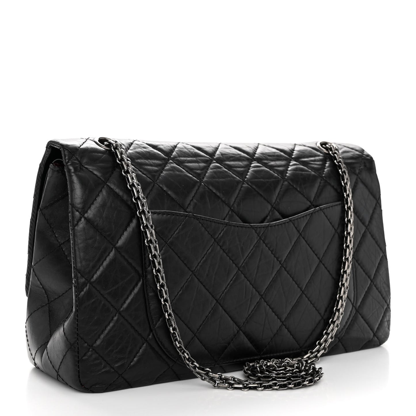 Aged Calfskin Quilted 2.55 Reissue 227 Flap Black