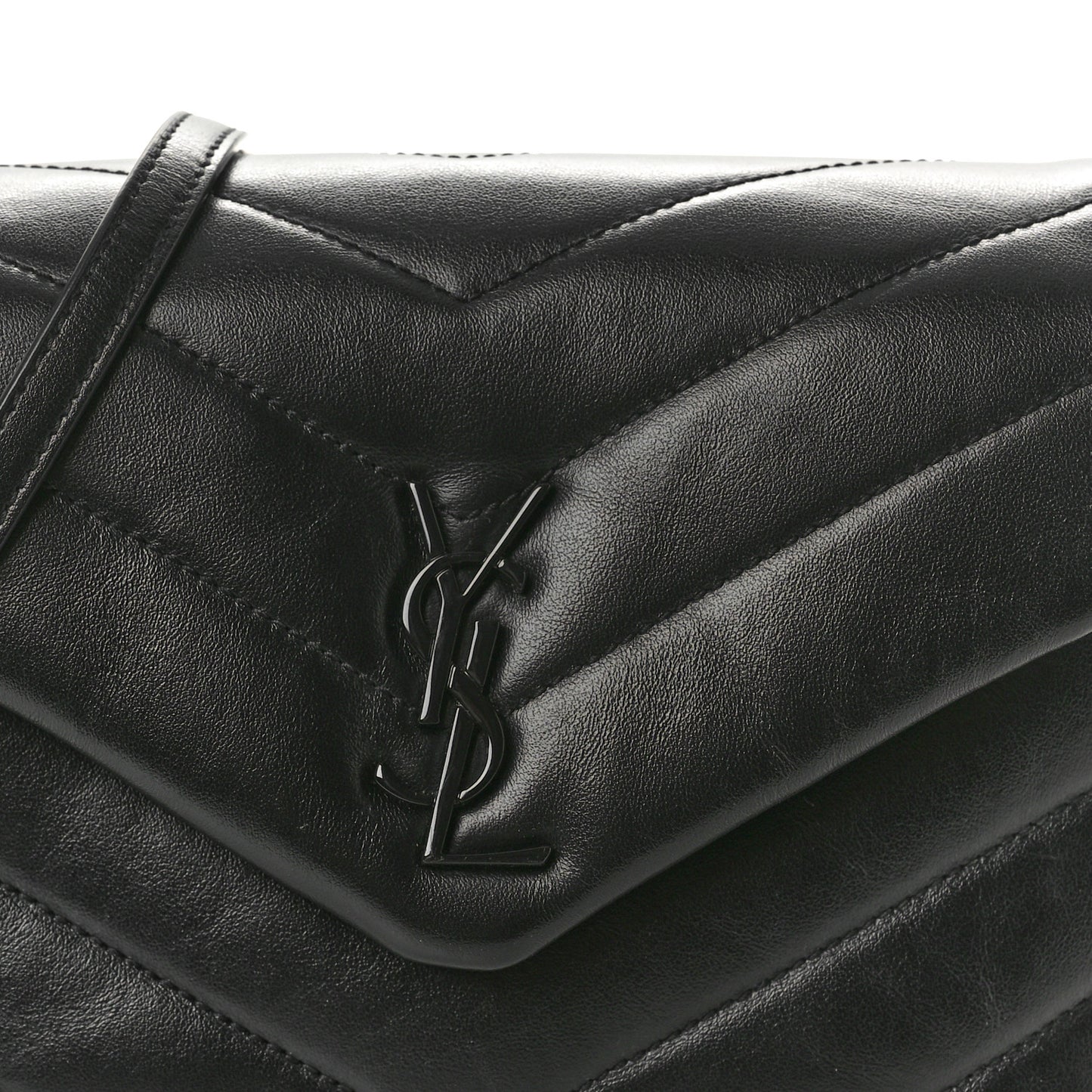 Calfskin Y Quilted Monogram Monochrome Toy Loulou Crossbody Bag Black