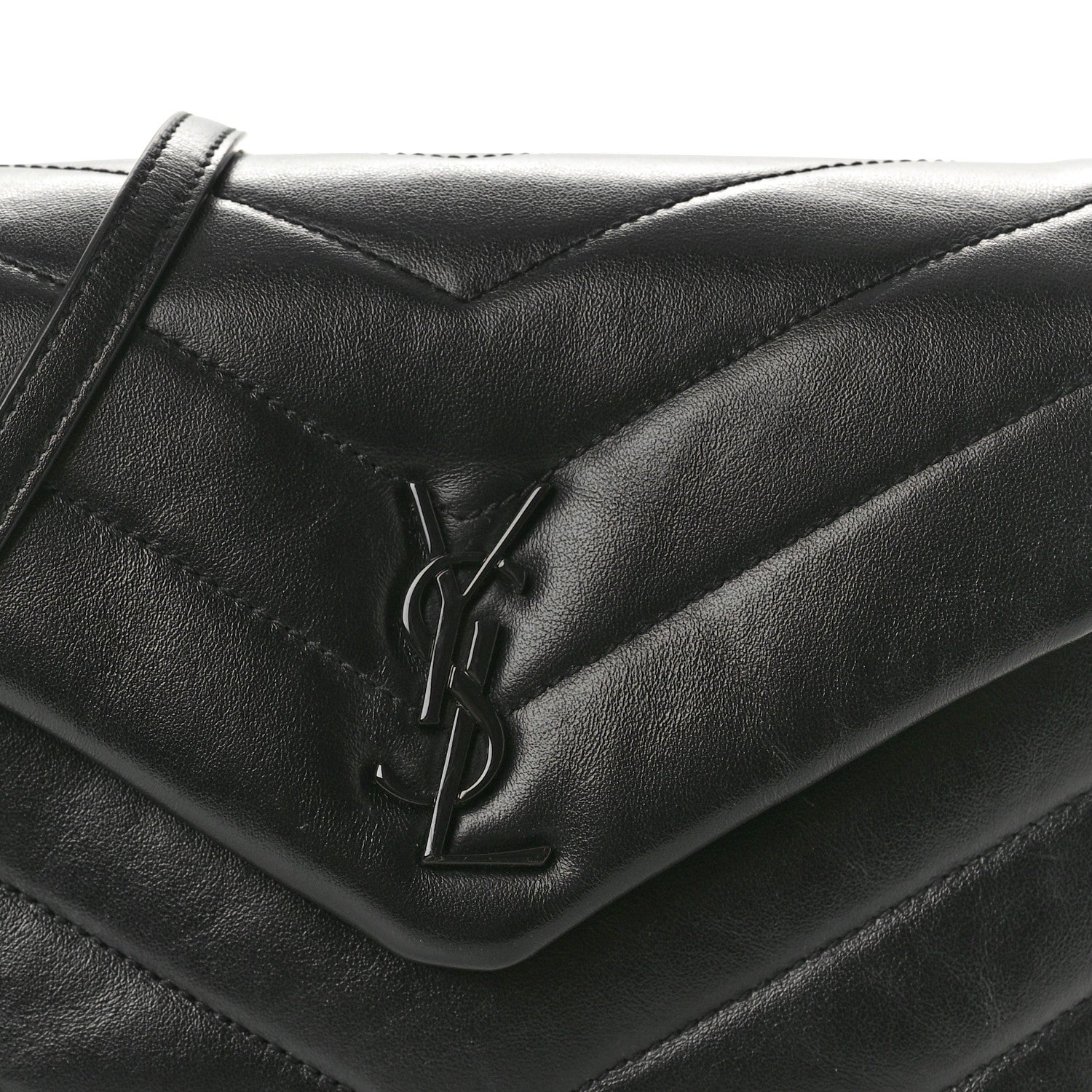 Saint Laurent Calfskin Y Quilted Monogram Monochrome Toy Loulou Crossbody Bag Black 8 of 11