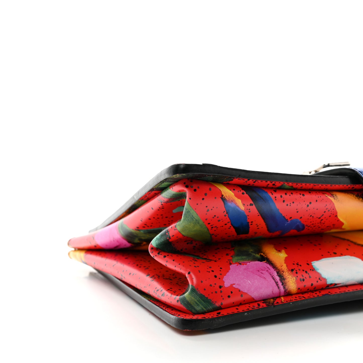 Calfskin Splash Print Trapeze Black White Red