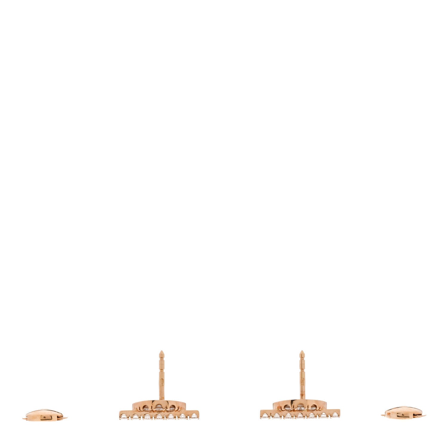 Hermes 18K Rose Gold Diamond Finesse Earrings 3 of 5