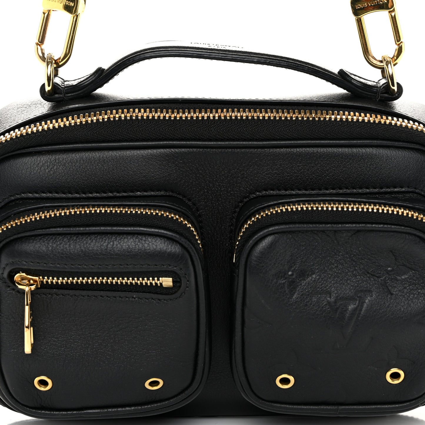 Calfskin Monogram Embossed Utility Crossbody Black