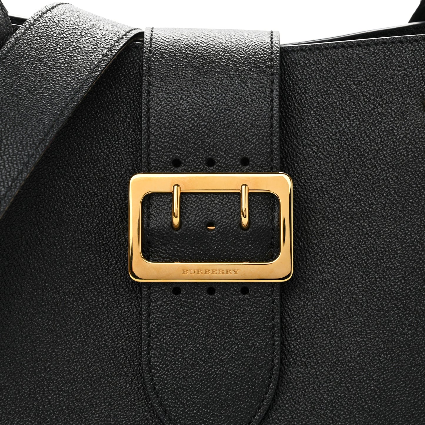 Soft Grain Calfskin Medium Buckle Tote Black