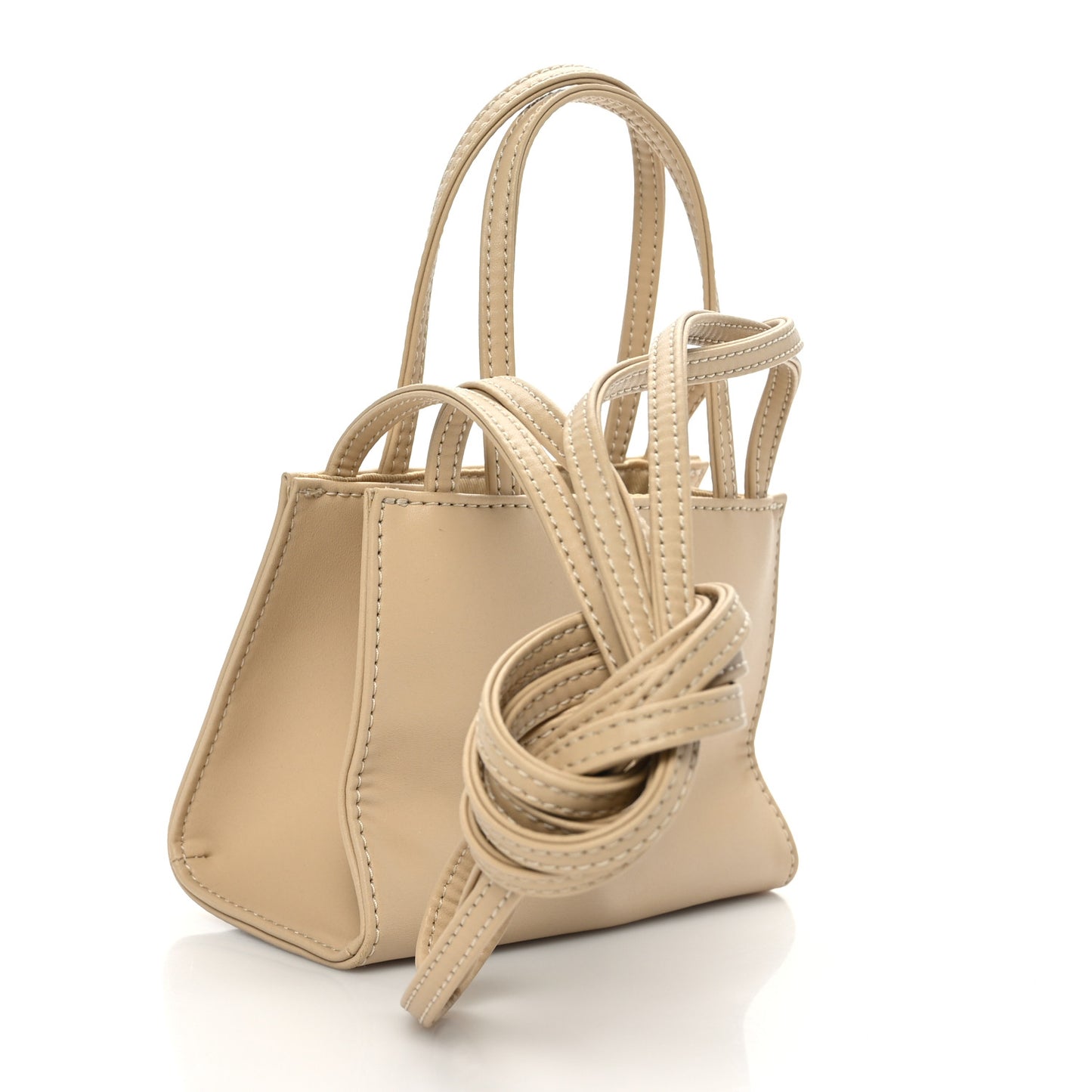Vegan Leather Small Shopping Bag Cream
