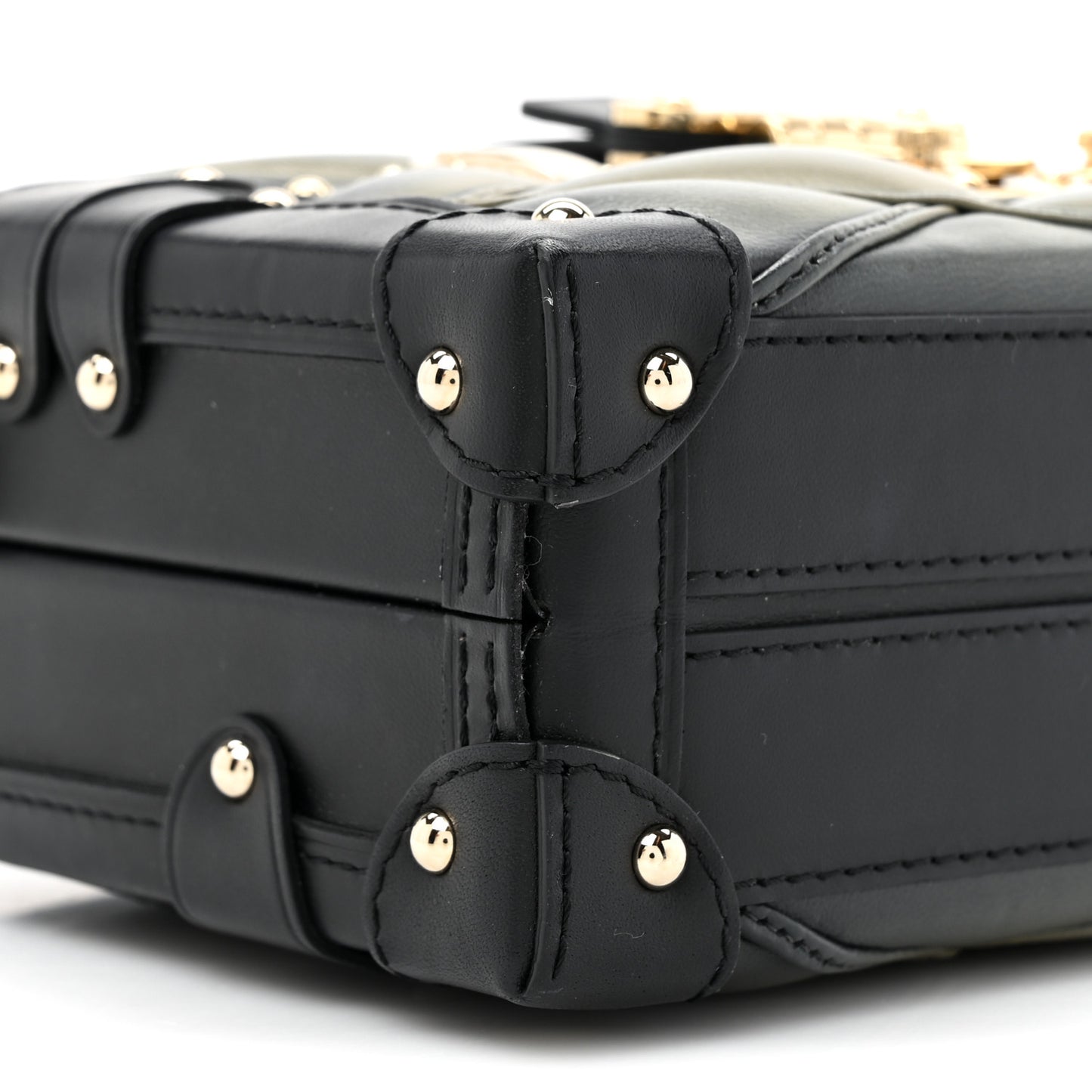 Lambskin Malletage Petite Malle Black Beige