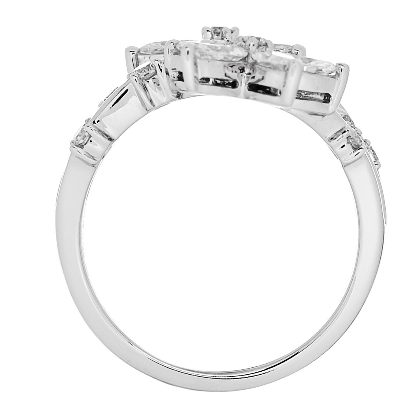 18K White Gold Diamond 1.46ctw Flower Ring 53 6.5