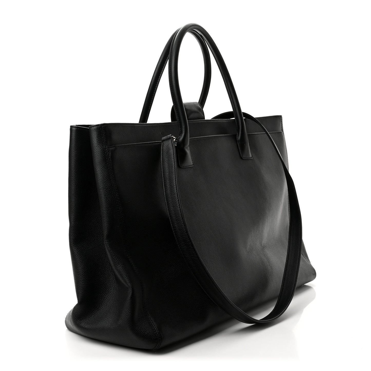 Calfskin XL Cerf Executive Shopper Tote Black