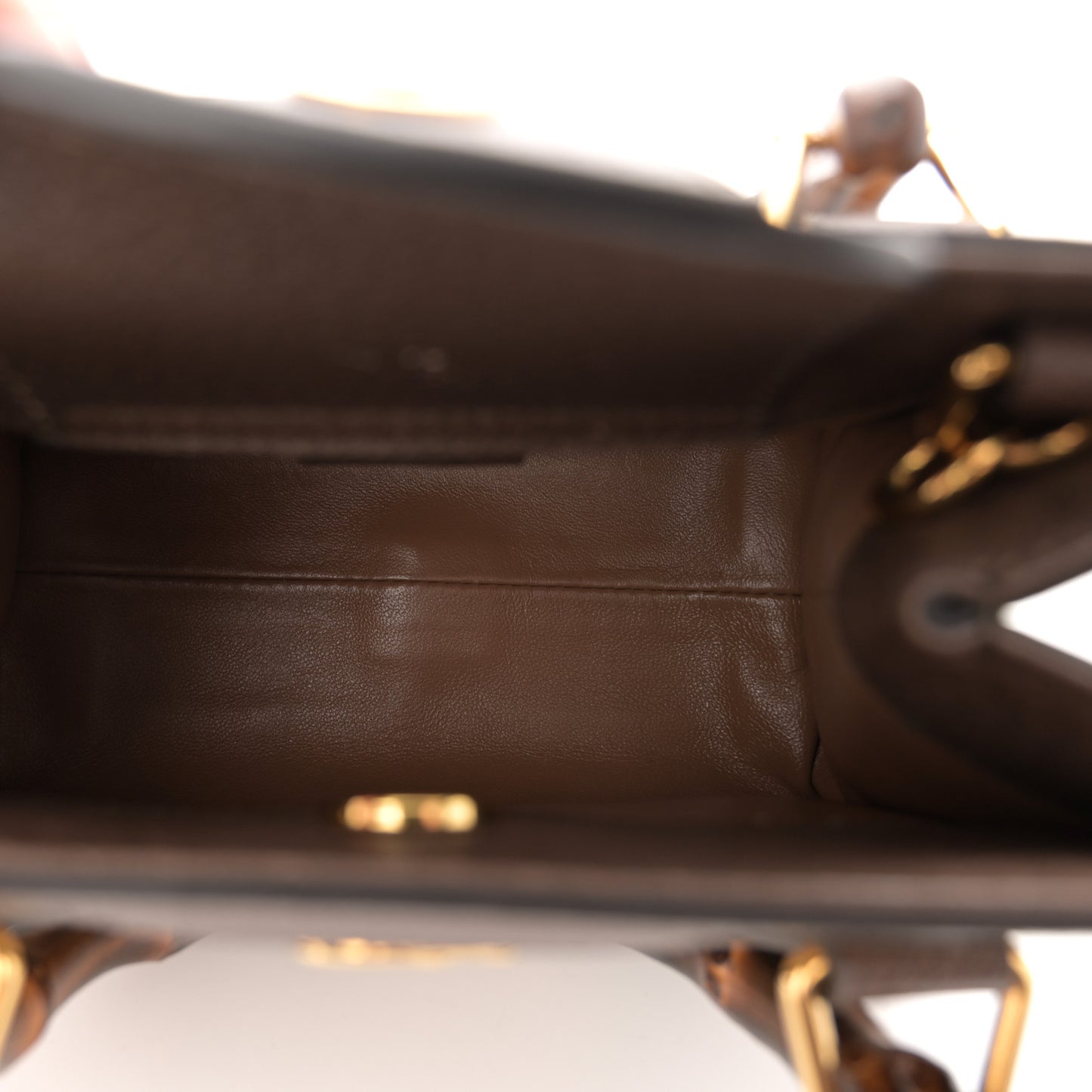 Monogram Jumbo GG Textured Dollar Calfskin Mini Diana Tote Bag Camel Ebony New Acero