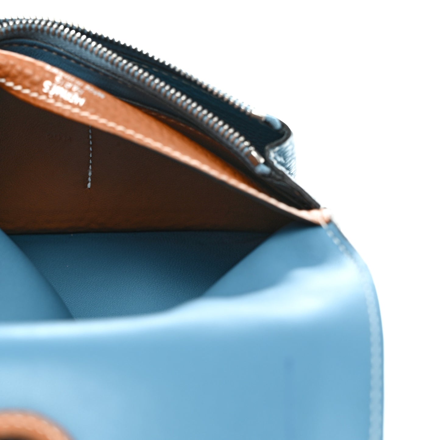 Togo Verso Dogon Compact Wallet Blue Jean Gold