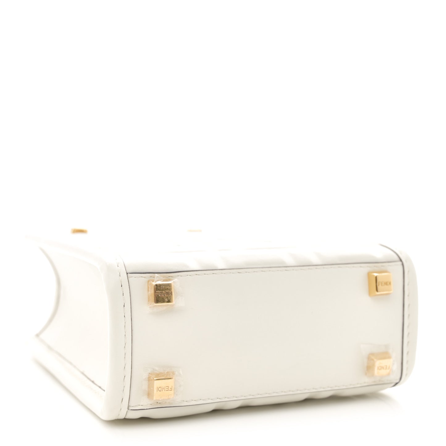 Vitello Plexiglass FF Embossed Mini Fendi Sunshine Shopper Tote White