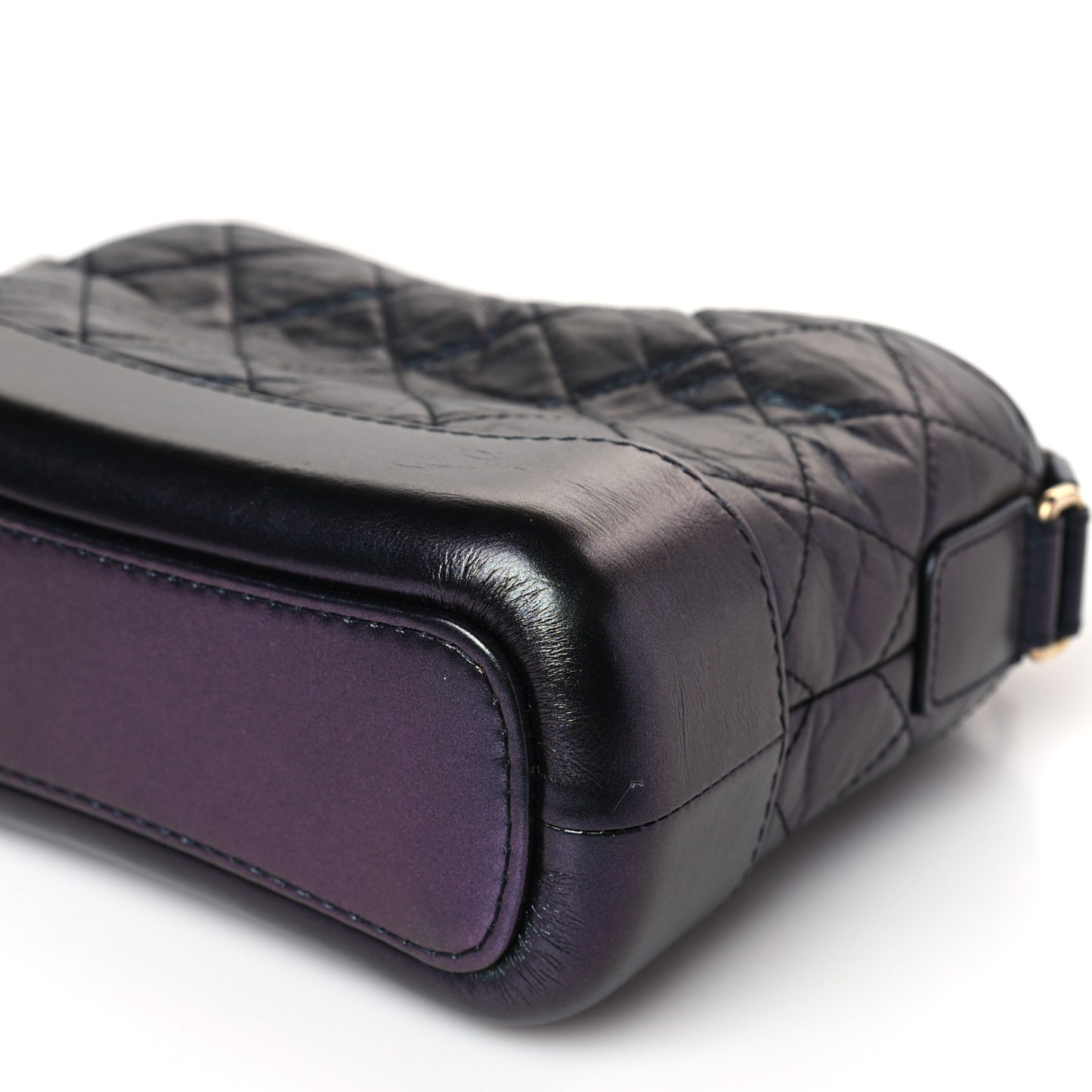 Iridescent Aged Calfskin Quilted Small Gabrielle Hobo Black