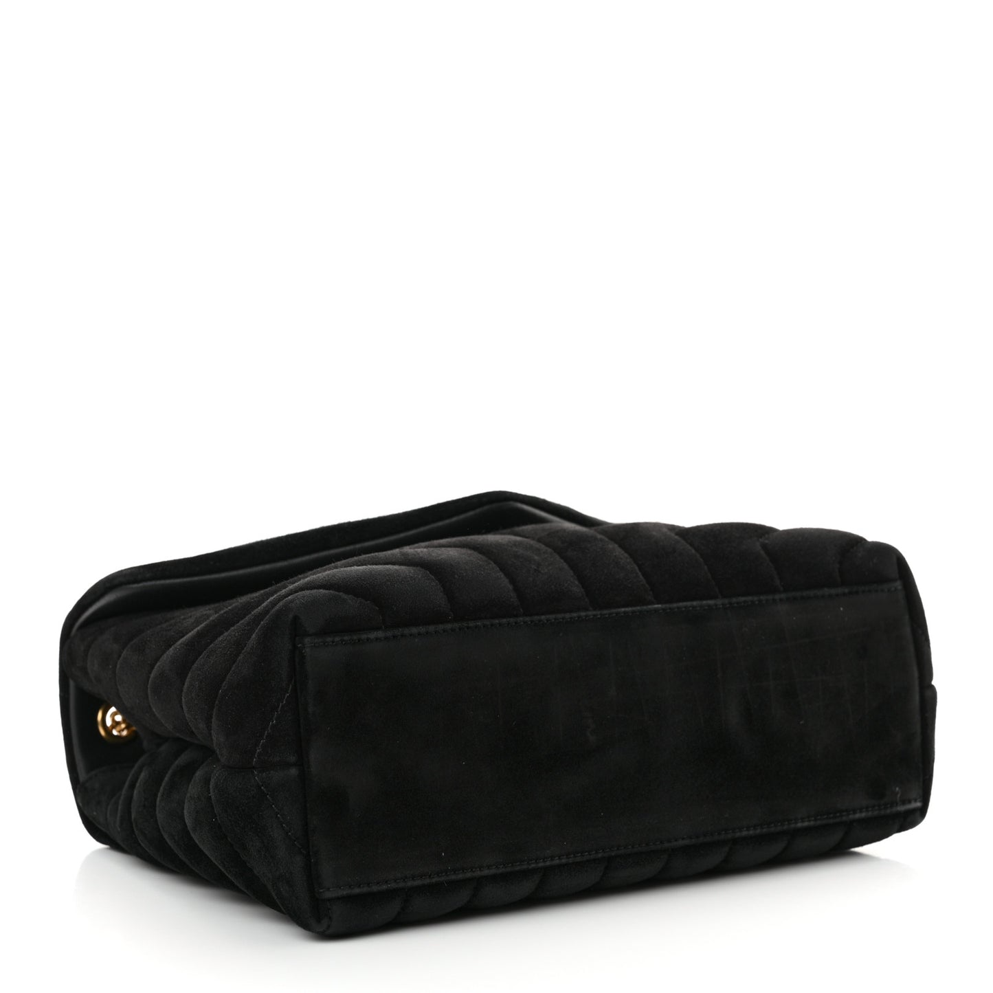 Suede Calfskin Y Quilted Monogram Small Loulou Chain Satchel Black