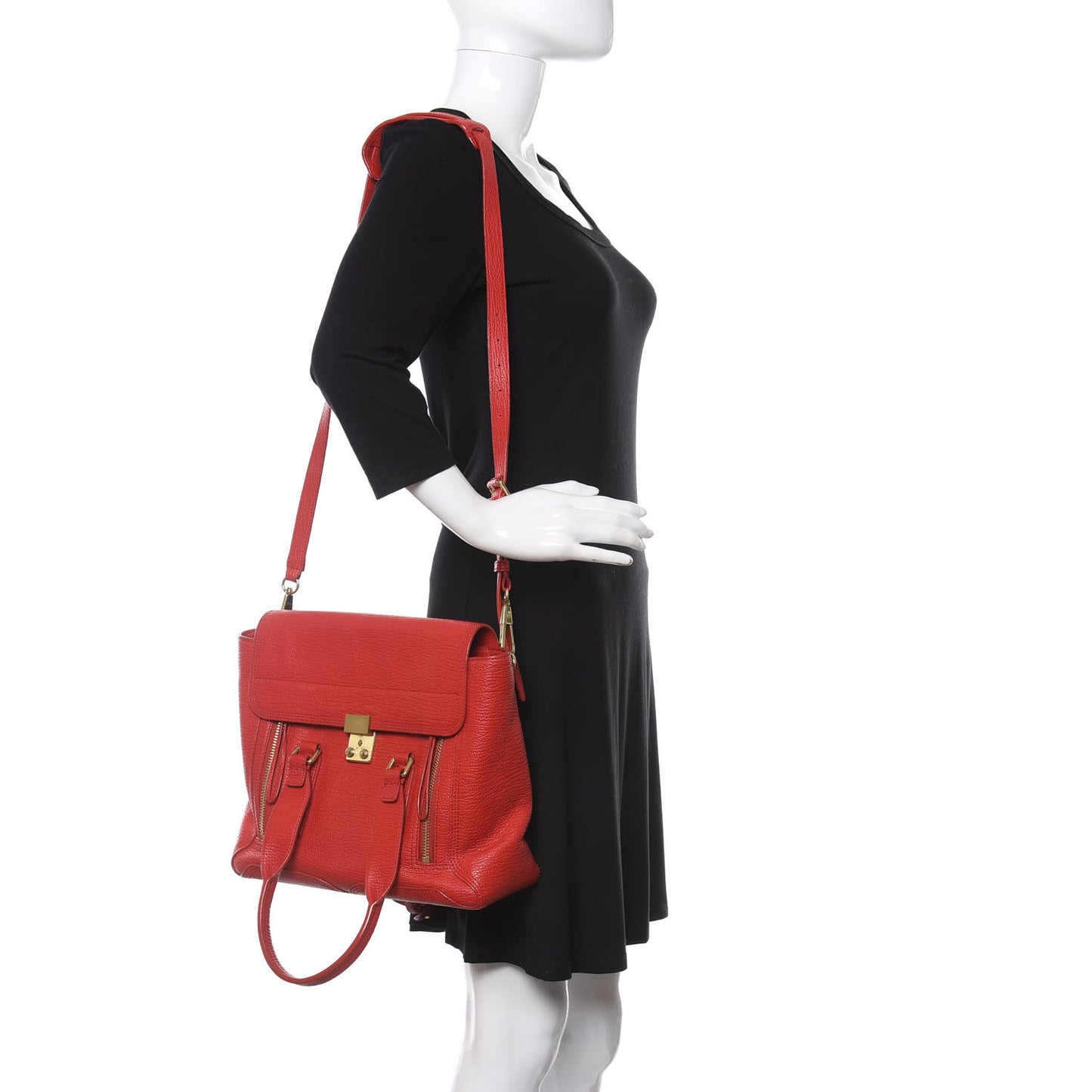 3.1 Textured Calfskin Medium Pashli Satchel Red