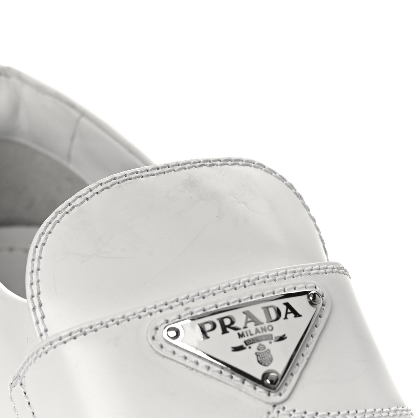 Spazzolato Rois Metal Triangle Logo Monolith 55mm Loafers 38.5 White