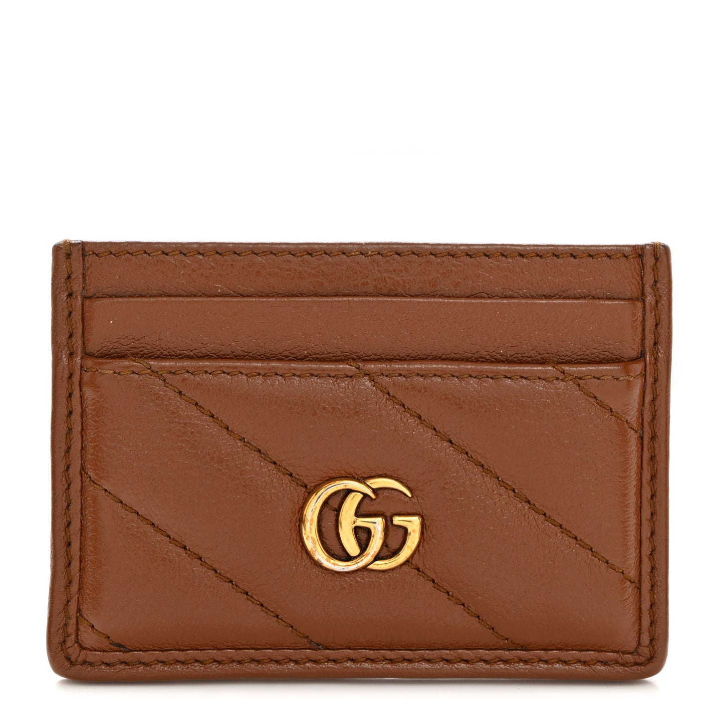 Azalea Calfskin Matelasse Diagonal GG Marmont Card Holder Cuir