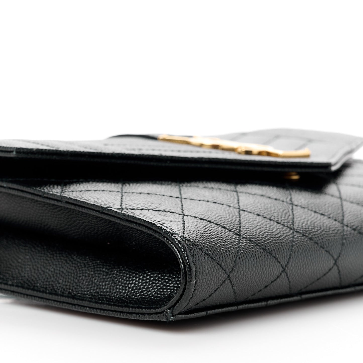 Grain De Poudre Textured Mixed Matelasse Triquilt Monogram Clutch Black