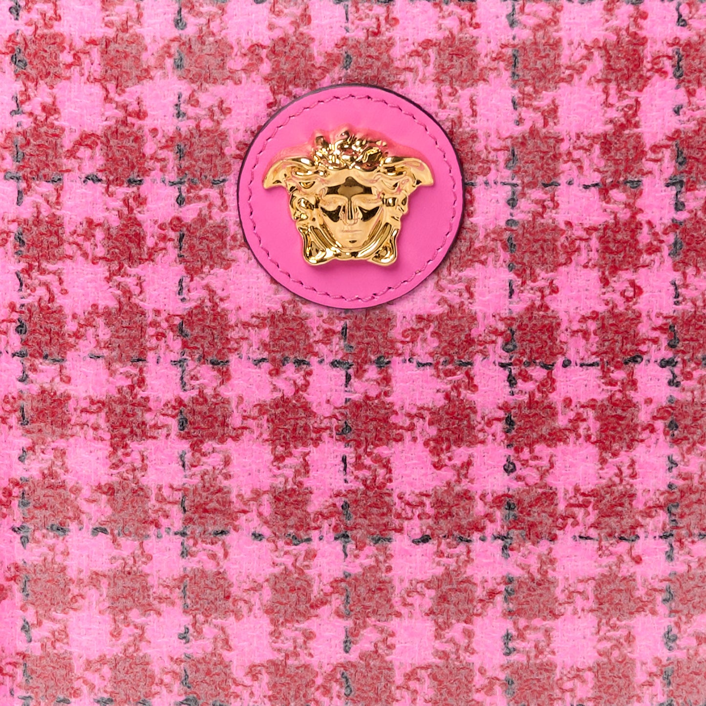 Calfskin Vinyl Mini Houndstooth La Medusa Tote Bag Pink Multicolor