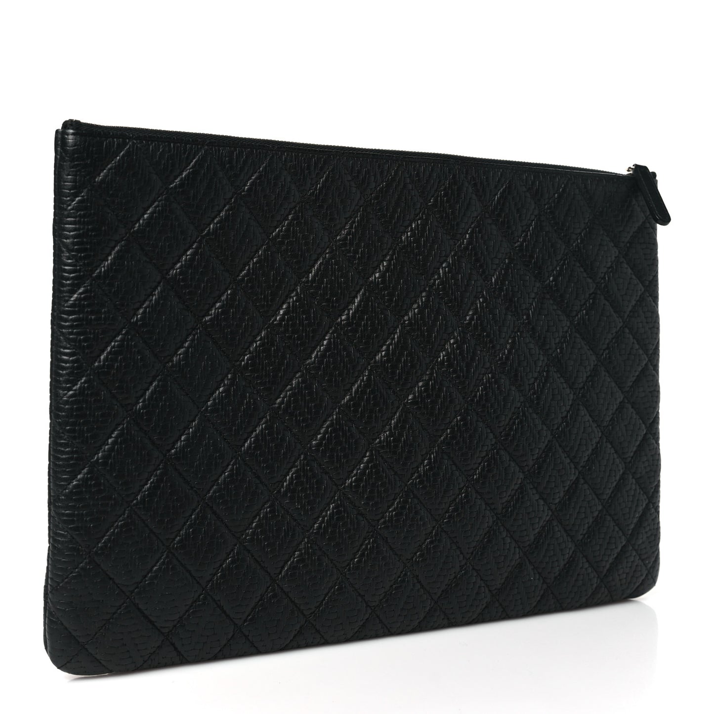 Calfskin Braided Large Cosmetic Case Black