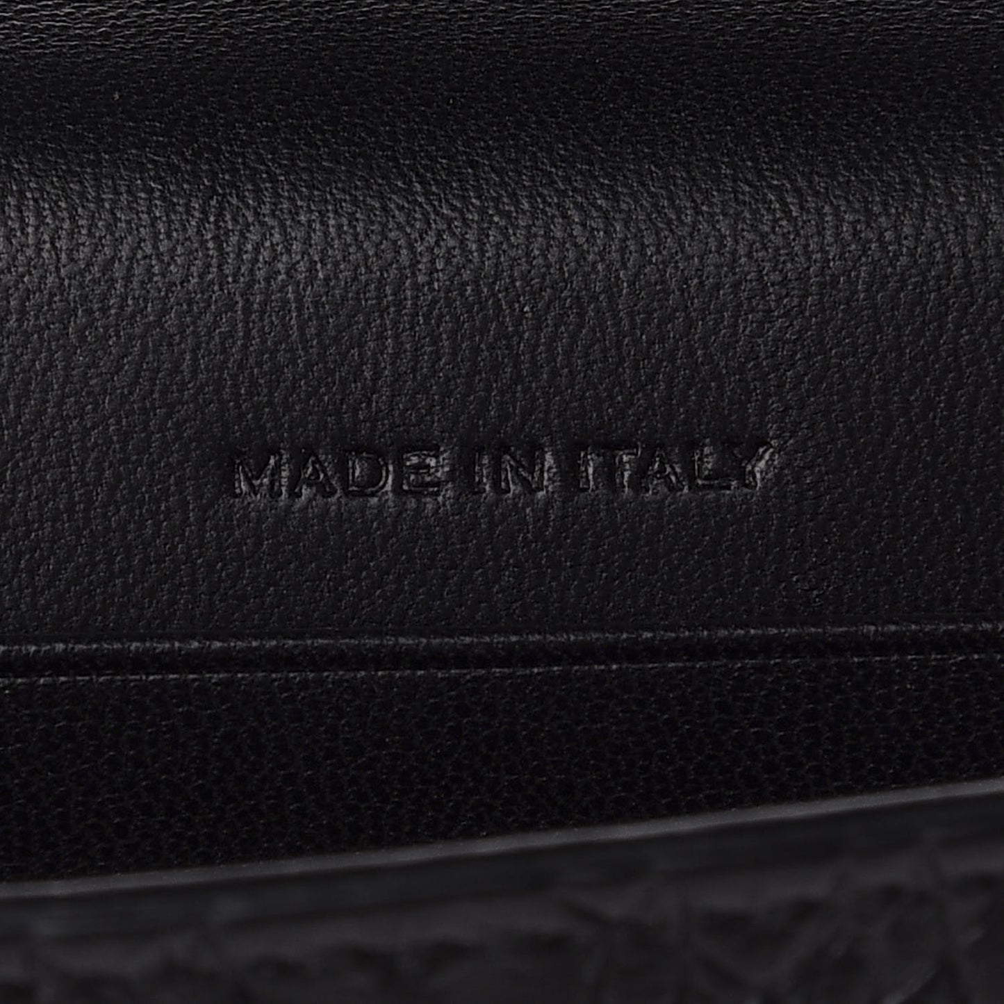 Calfskin Crocodile Embossed Small Monogram Envelope Wallet Black