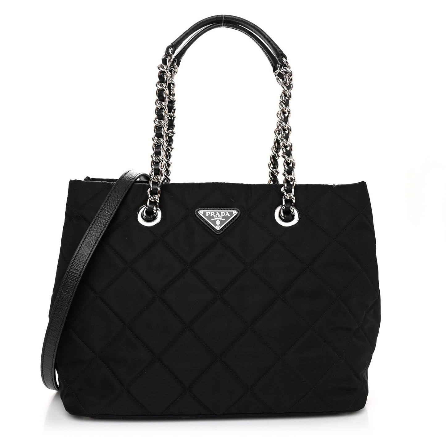Nylon Tessuto Impuntu Quilted Tote Black