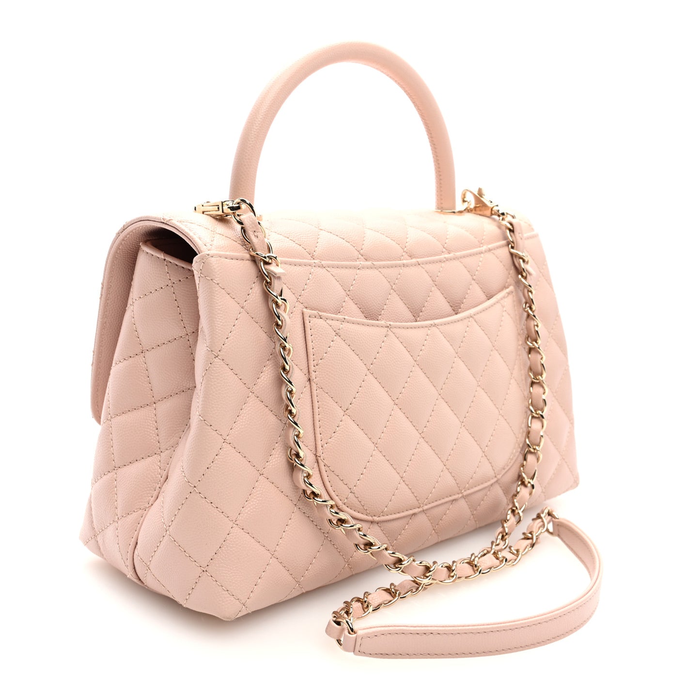 Caviar Quilted Small Coco Handle Flap Light Pink