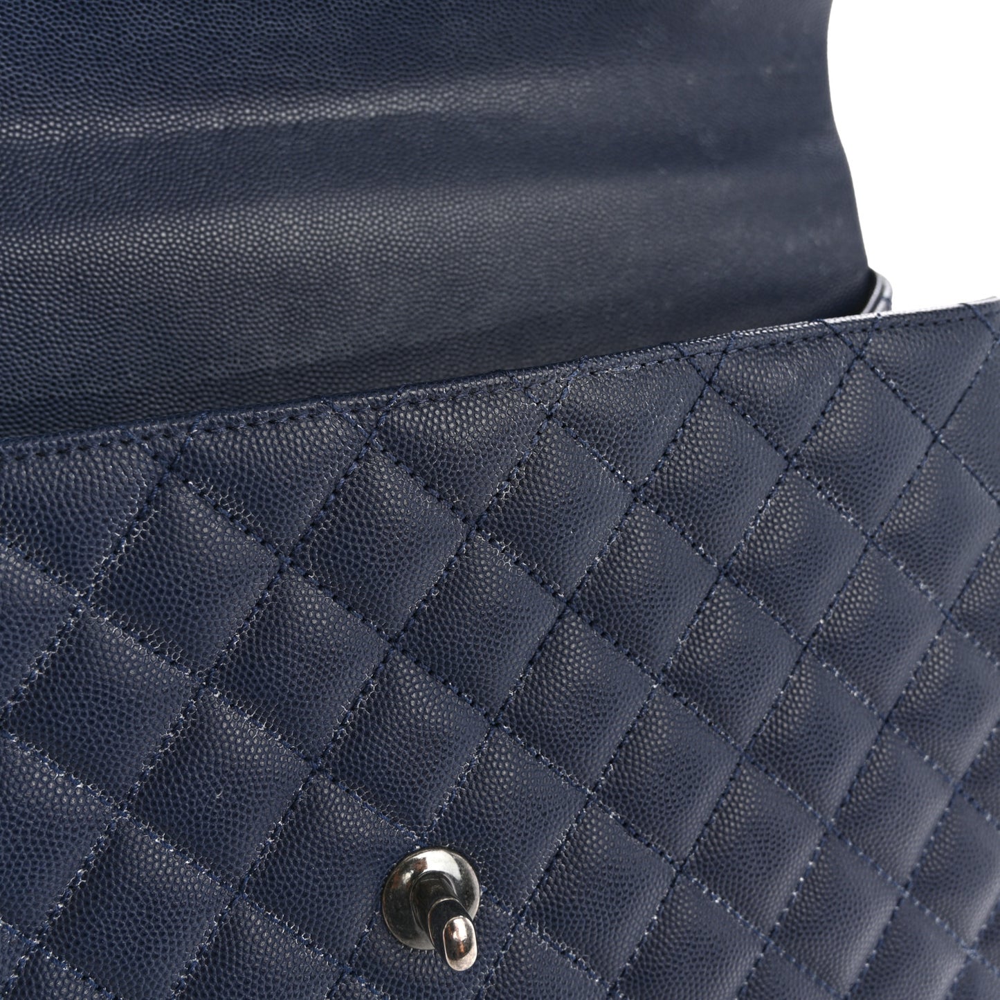 Caviar Lizard Quilted Large Coco Handle Flap Blue