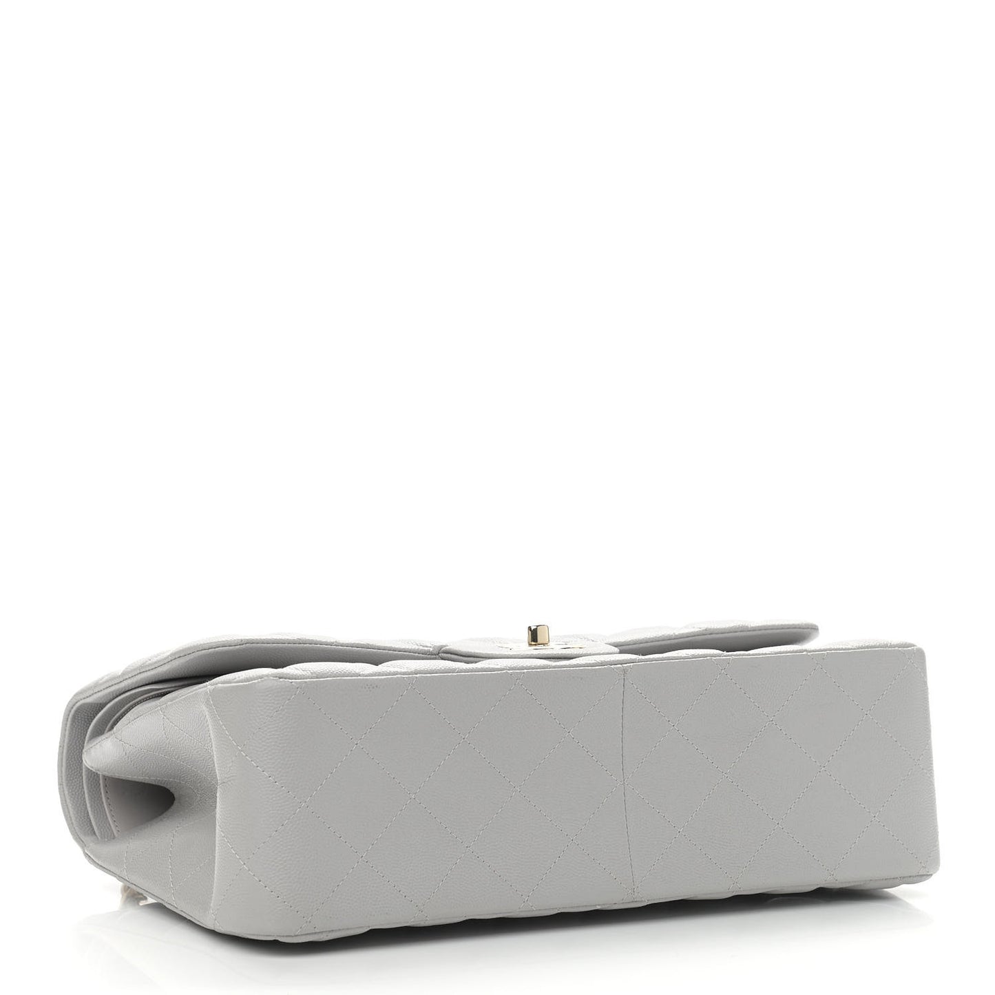 Caviar Quilted Jumbo Double Flap Grey