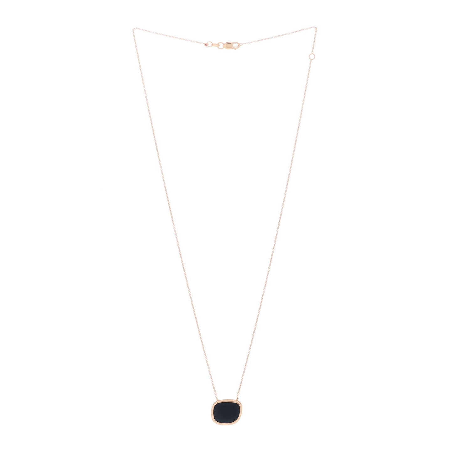 18K Rose Gold Black Jade Amphibole Pendant Necklace