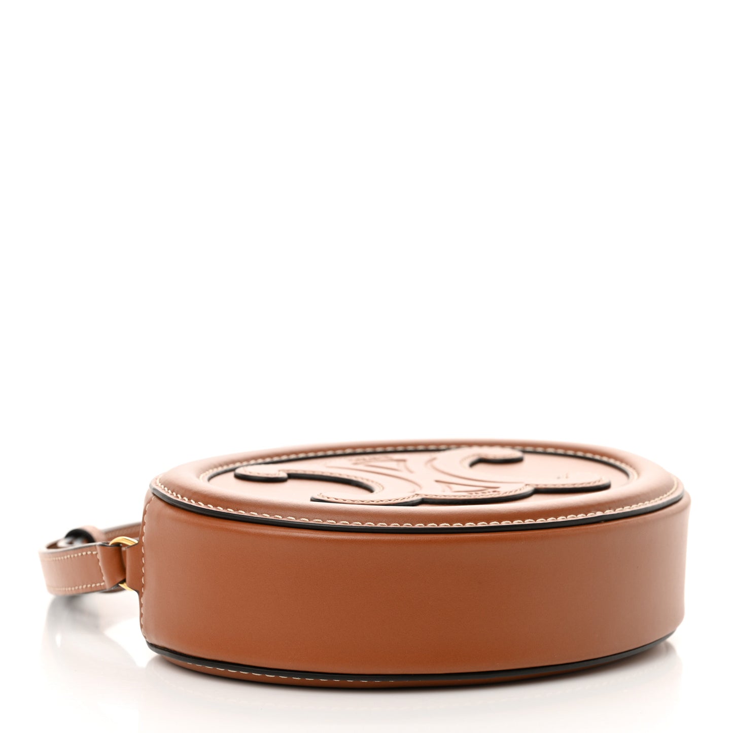 Smooth Calfskin Cuir Small Triomphe Oval Crossbody Purse Tan