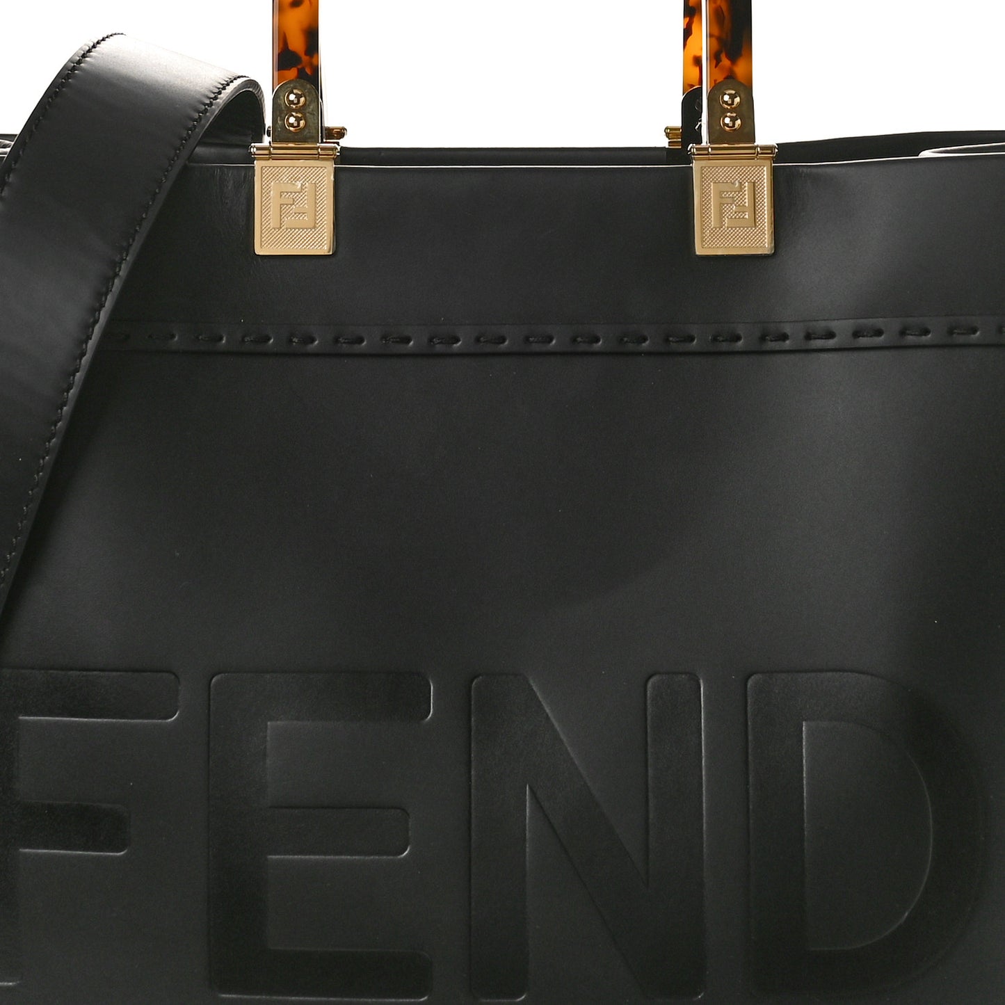 Vitello King Plexiglass Medium Fendi Sunshine Shopper Tote Black