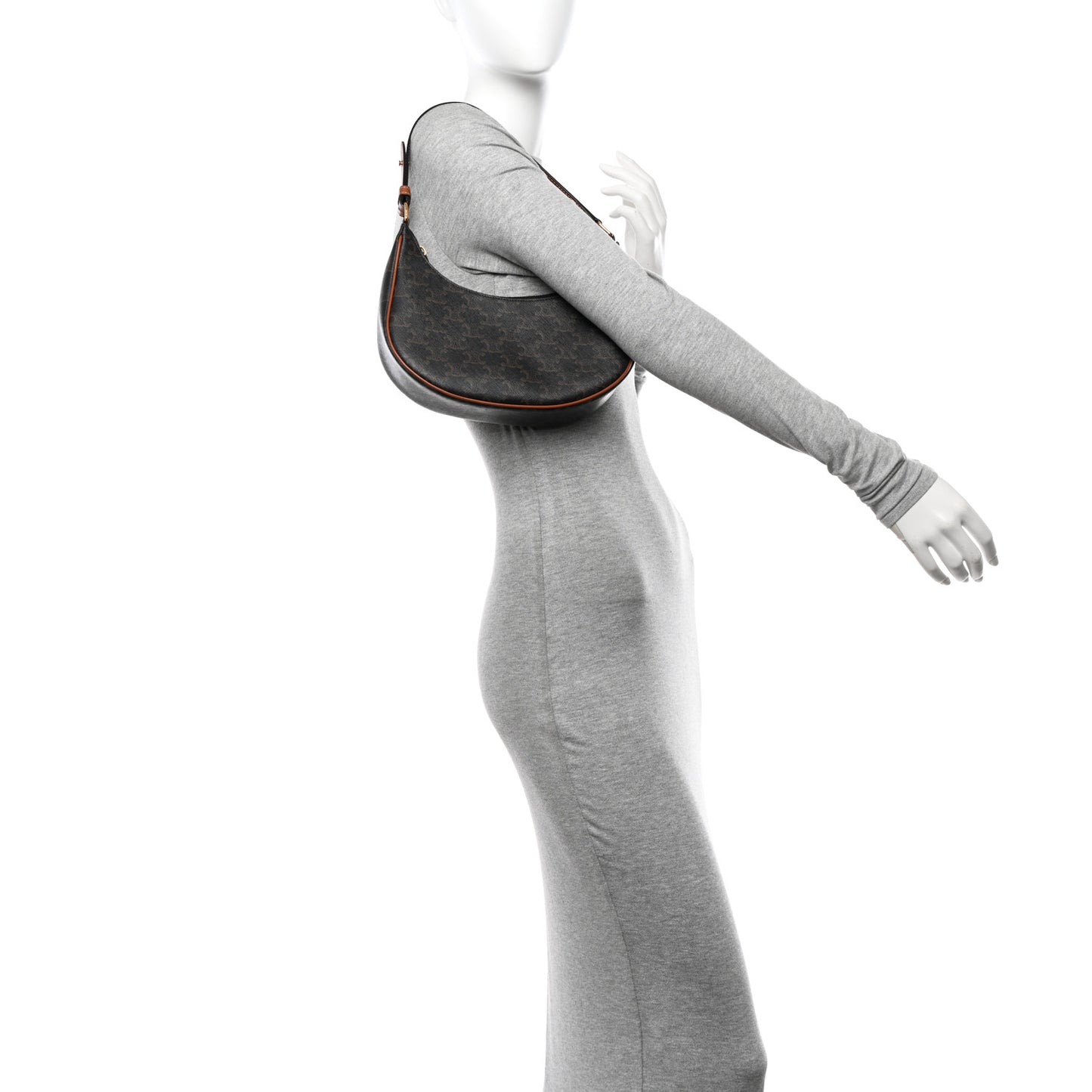 Triomphe Canvas Calfskin Ava Shoulder Bag Tan
