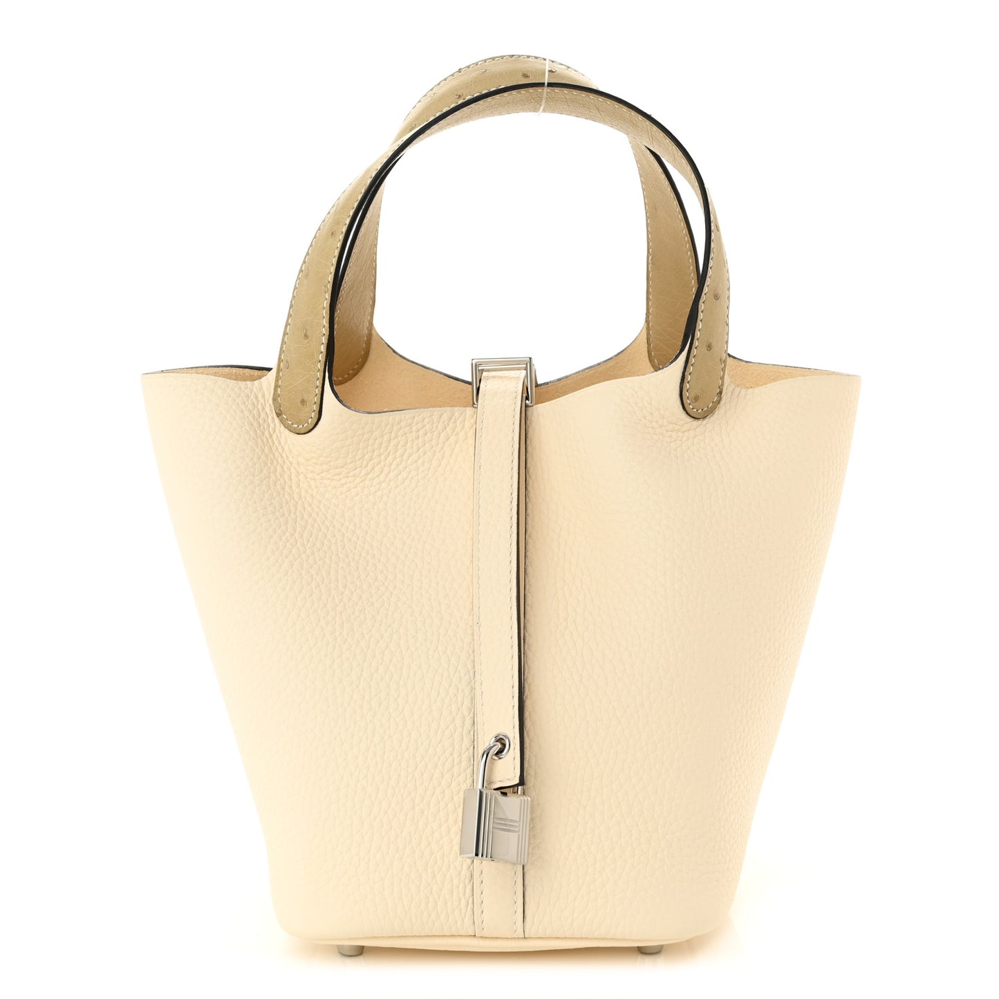 Taurillon Clemence Ostrich Touch Picotin Lock 18 PM Nata Trench