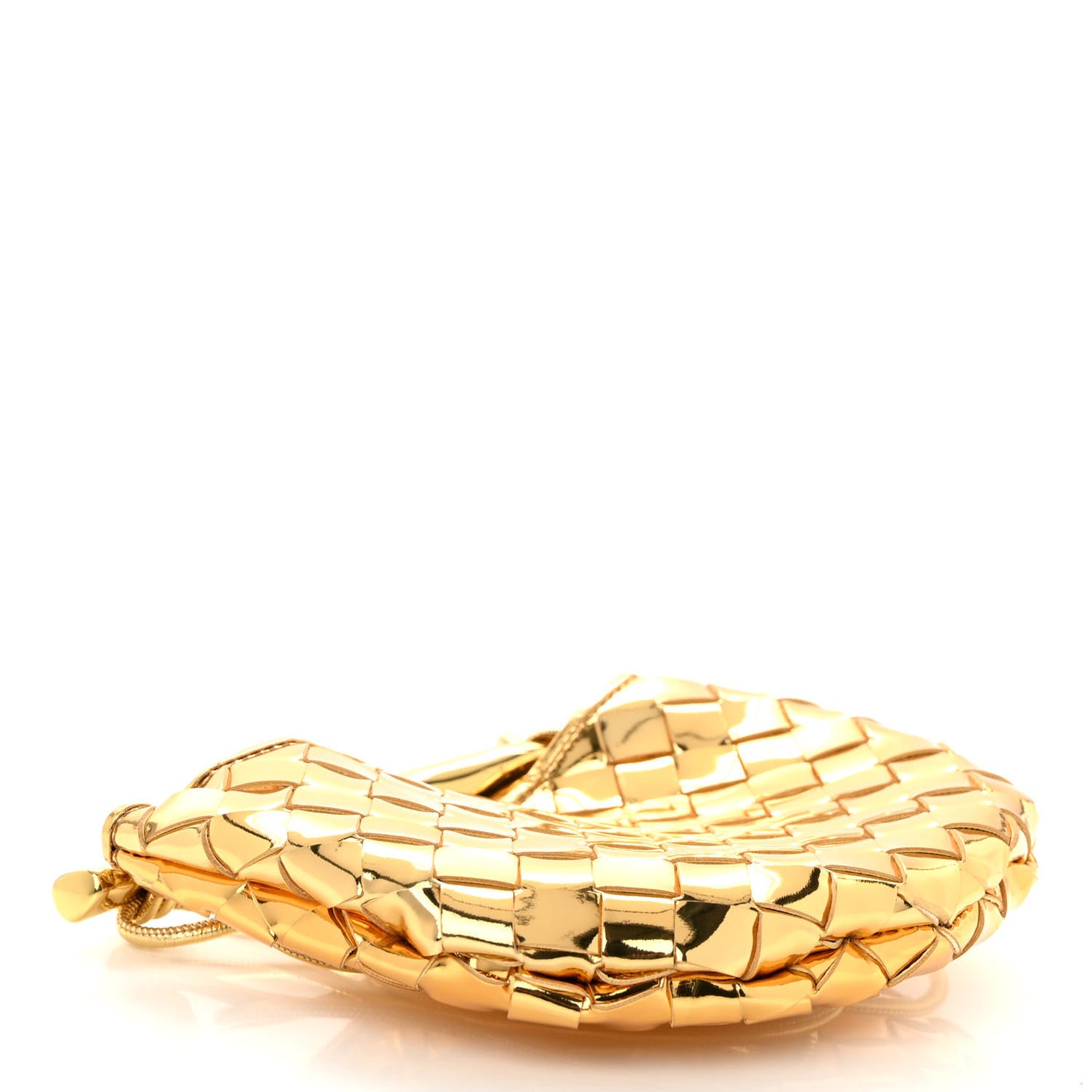 Mirror Laminated Nappa Intrecciato Mini Sardine Bag Gold