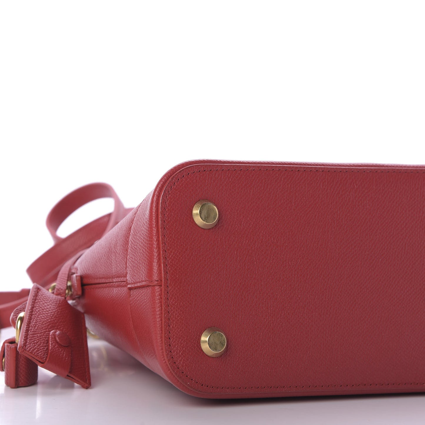 Signature Grained Calfskin Logo S Ville Top Handle Bag Rouge Lantern Black