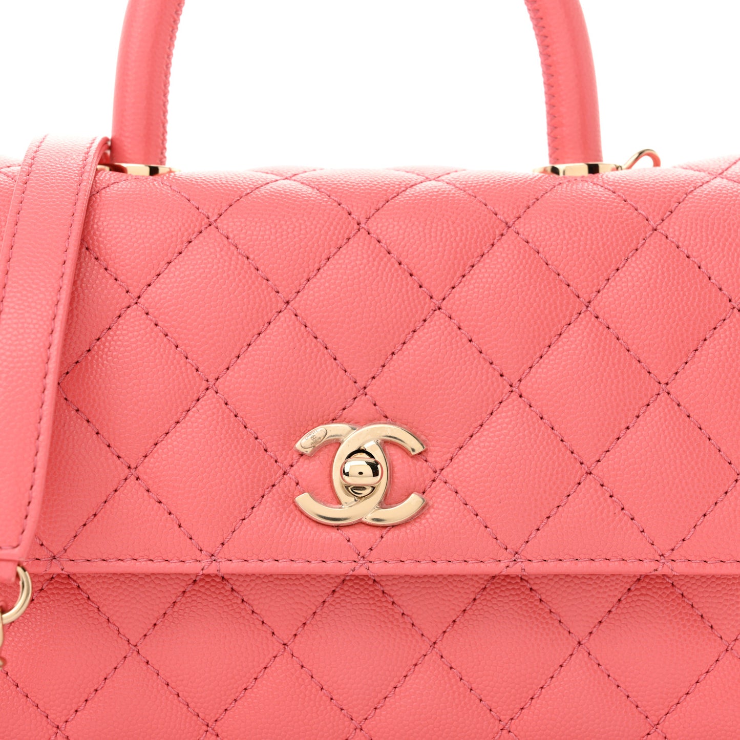 Caviar Quilted Mini Coco Handle Flap Pink