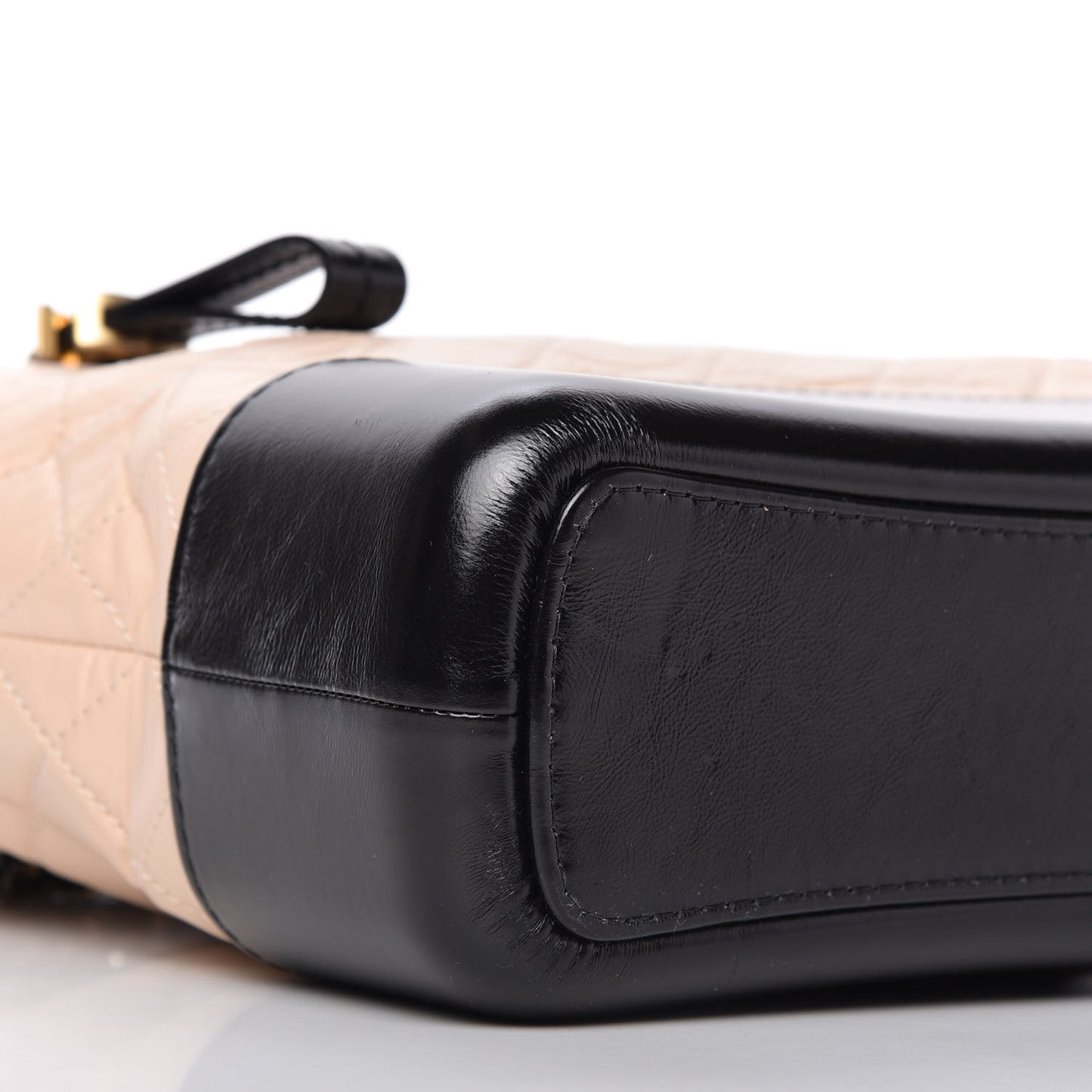 Aged Calfskin Quilted Medium Gabrielle Hobo Beige Black