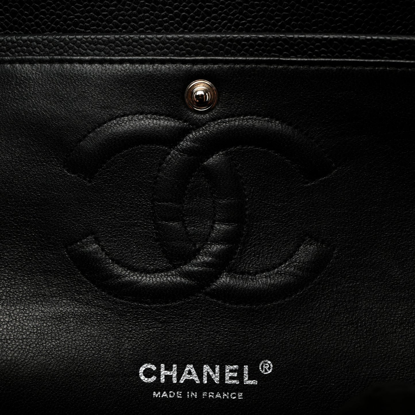 Caviar Quilted Medium Double Flap Black