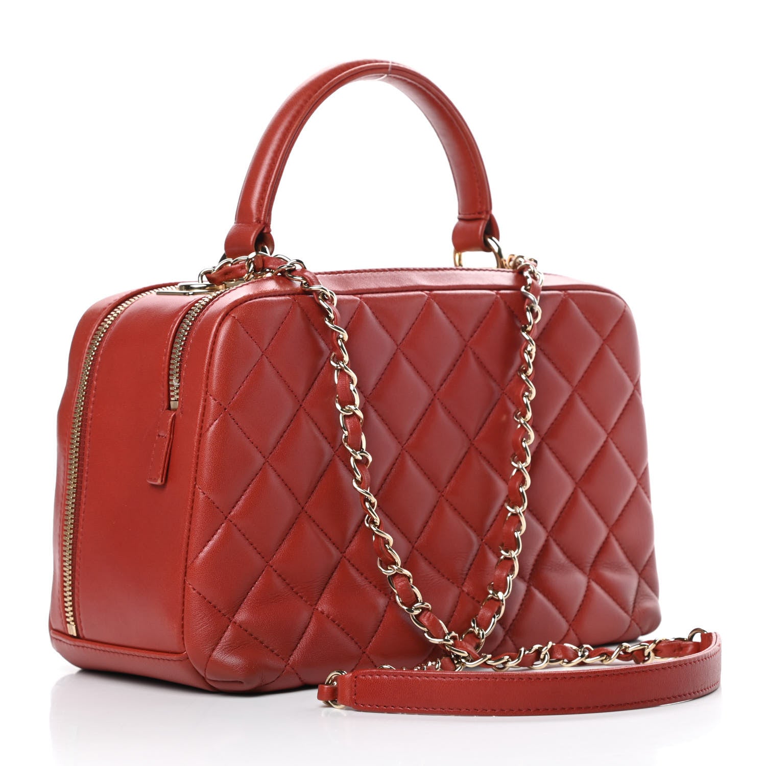Chanel Lambskin Quilted Medium Trendy CC Bowling Bag Red 3 of 14