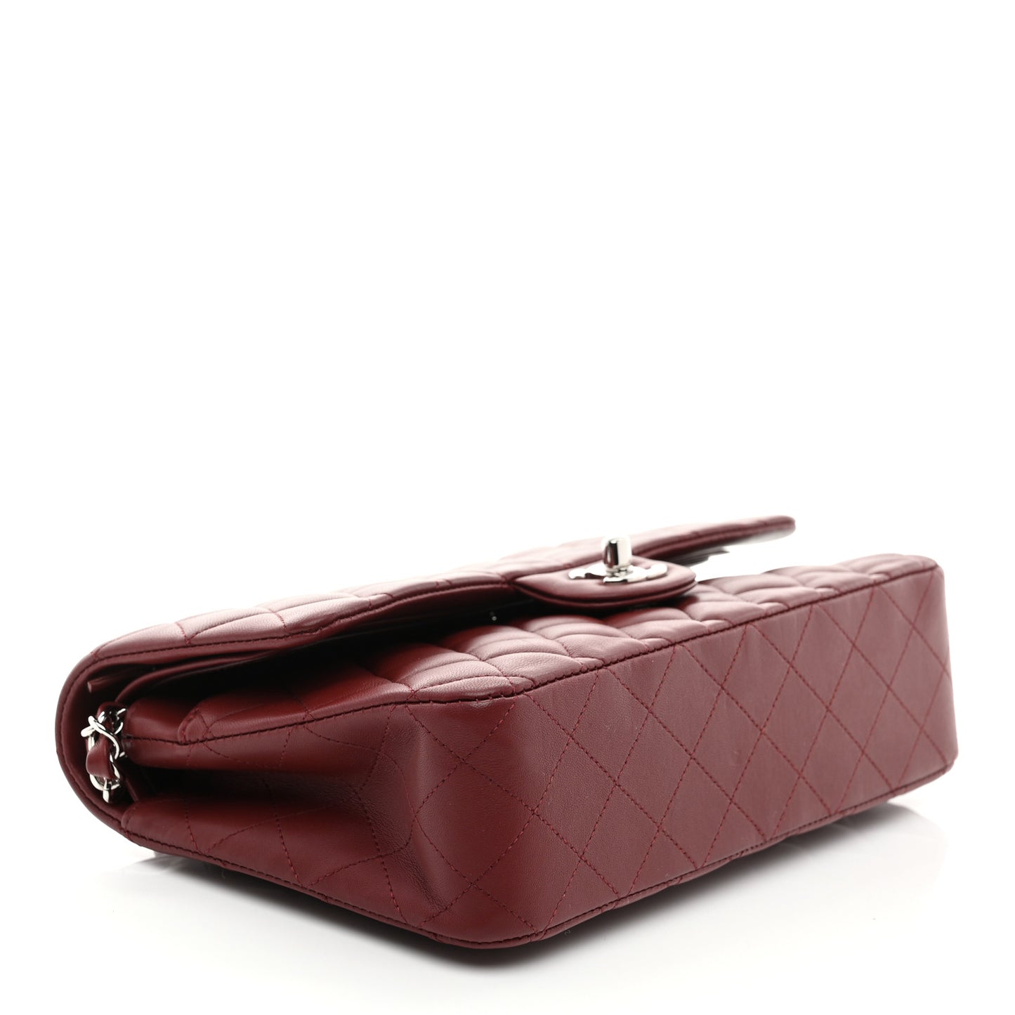 Lambskin Quilted Medium Double Flap Burgundy