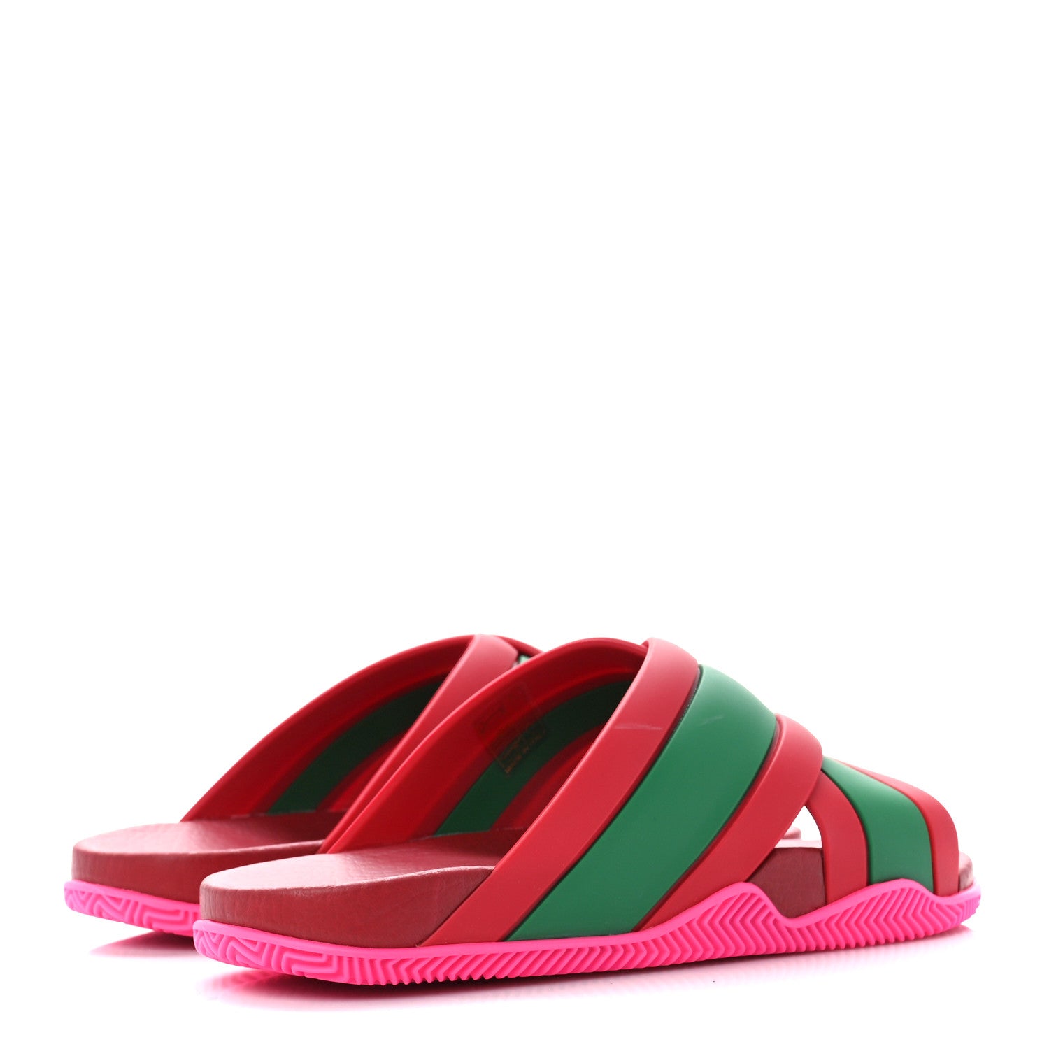 Gucci Rubber Web Womens Criss Cross Slide Sandals 38 Coral New Shamarock 4 of 12