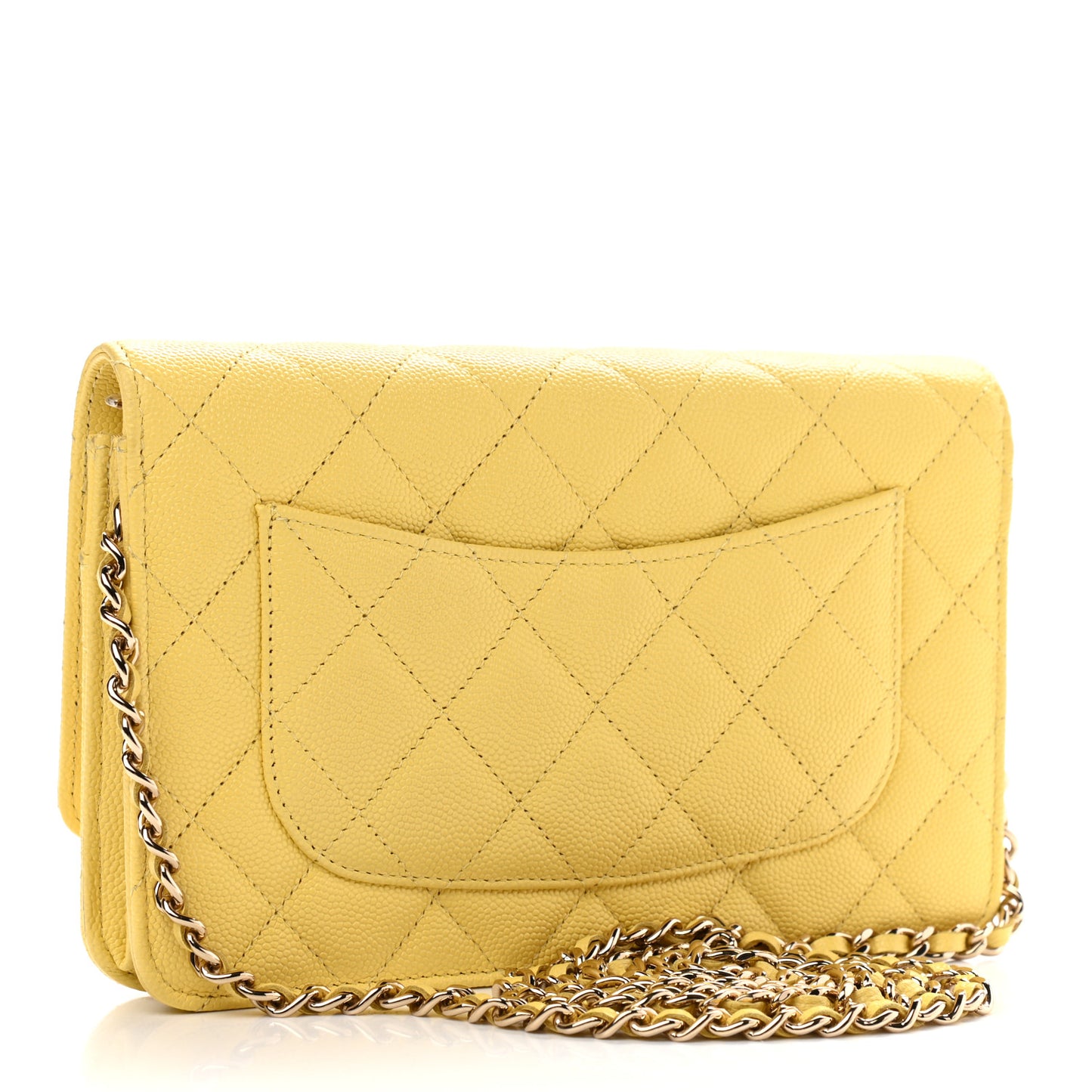 Caviar Quilted Wallet on Chain WOC Yellow
