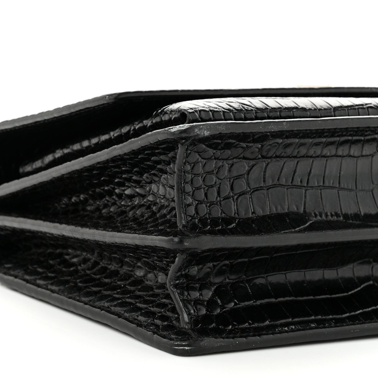 Calfskin Crocodile Embossed Medium Monogram Sunset Black