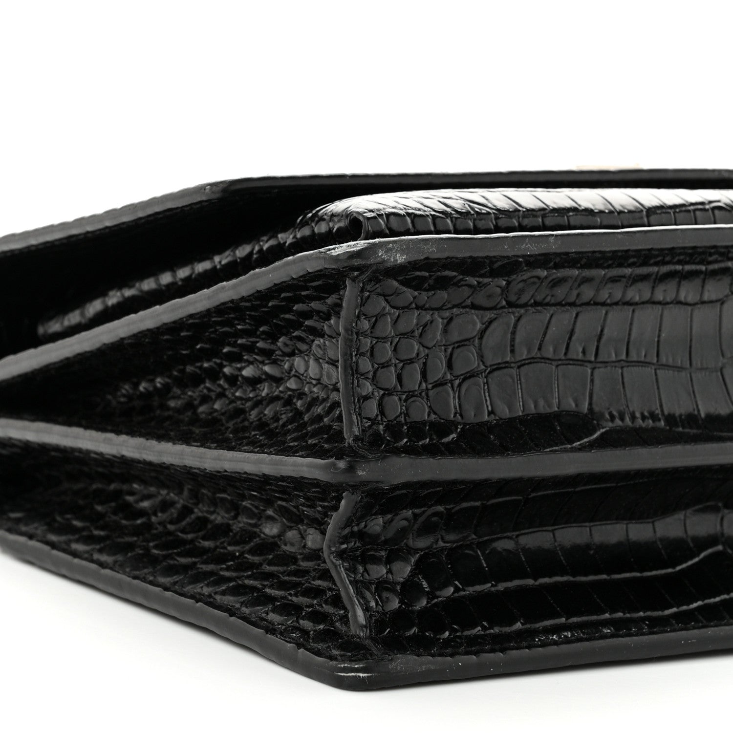 Saint Laurent Calfskin Crocodile Embossed Medium Monogram Sunset Black 9 of 12